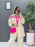 مانتو لنین گلدوزی آستین ریش