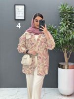 مانتو لنین طرح دار دو جیب پاکتی