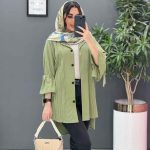 مانتو لنین جلو پیله آستین گت