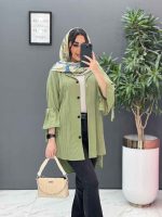 مانتو لنین جلو پیله آستین گت
