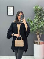 مانتو لینن مشکی پیله دار