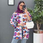 مانتو نخی طرح دار کوک دوزی