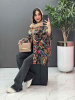 مانتو طرح دار مشکی