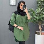 مانتو لنین کمرگت آستین کش