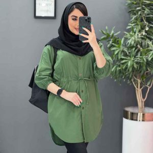 مانتو لنین کمرگت آستین کش