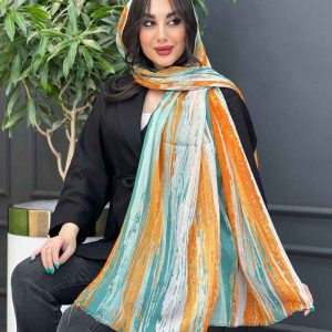 شال حریرنخ آبرنگی خطی