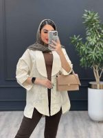 مانتو لینن جلوباز آینه دوزی