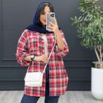 مانتو چهارخونه دوجیب آستین پاگن دار