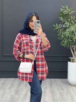 مانتو چهارخونه دوجیب آستین پاگن