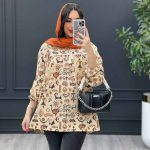 مانتو داکرون جلو بسته طرح دار