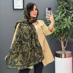 شال طرح LV قهوه ای کد 2892