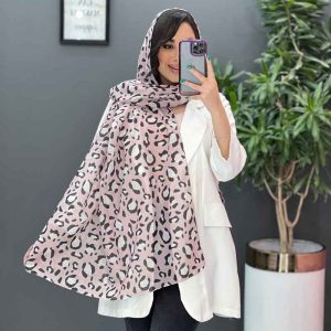 شال طرح پلنگی صورتی کد 2880