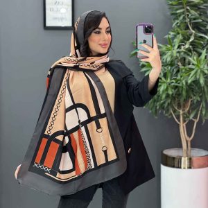 شال حریرنخ طرح پلنگی و زنجیر