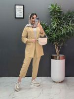 ست مانتو شلوار لنین چهاردکمه کد 2823 - تصویر 8