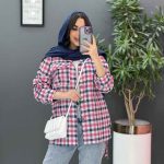 مانتو چهارخونه نخی سرجیب دوبل