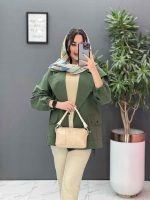 مانتو آستین بنددار پایین پاگن کد 2832 - تصویر 9