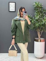 مانتو آستین بنددار پایین پاگن کد 2832 - تصویر 3