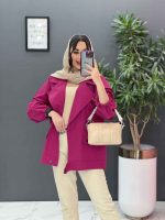 مانتو آستین بنددار پایین پاگن کد 2832 - تصویر 2
