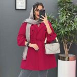 مانتو داکرون کمرگت آستین دو دکمه
