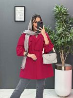 مانتو داکرون کمرگت آستین دو دکمه