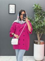 مانتو لنین آستین گت دار ده دکمه کد 2840 - تصویر 9