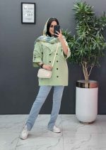 مانتو لنین آستین گت دار ده دکمه کد 2840 - تصویر 8