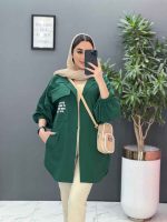 مانتو داکرون جیب نوشته دار کد 2842 - تصویر 2