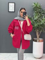 مانتو داکرون جیب نوشته دار کد 2842 - تصویر 4
