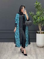 مانتو آبی مشکی