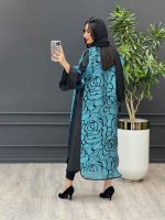 مانتو گلدار آبی