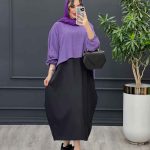 مانتو پیراهنی راه راه دو تیکه کد 3302