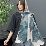شال طرح گل و برگ کد 3253