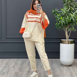 ست مانتو و شلوار لینن آینه دوزی کد 3221