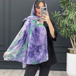 شال آبرنگی طرح گل کد 2945