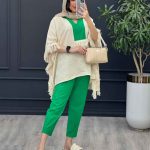 ست مانتو و شلوار لینن پانچ بغل ریش