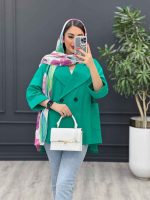 مانتو لینن دو دکمه آستین پاکتی