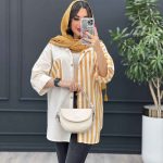 مانتو لینن راه راه ترکیبی