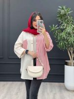 مانتو لینن راه راه ترکیبی