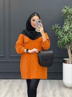مانتو لینن پایین پرچ دار
