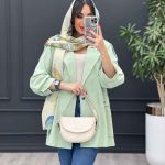مانتو لینن آستین پفی پشت دکمه