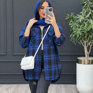 مانتو چهارخونه آبی