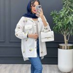 مانتو داکرون گلدوزی تک جیب