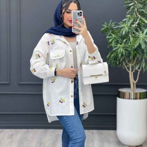 مانتو داکرون گلدوزی تک جیب
