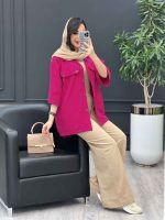 استایل کژوال با مانتو سرخابی