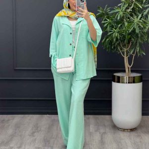 شلوار فیروزه ای