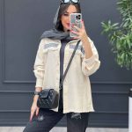 مانتو شومیزی لینن نواردوزی ریش دار کد 3103