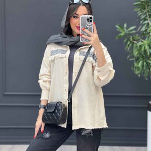 مانتو شومیزی لینن نواردوزی ریش دار کد 3103