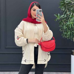 مانتو لینن گلدوزی پشت پیله