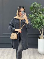 مانتو جین کاغذی دو جیب