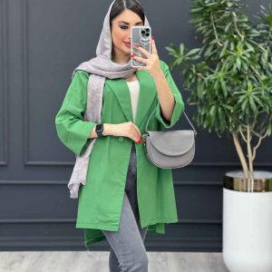 مانتو لینن دو دکمه آستین پاکتی کد 3127